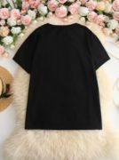Baskılı Oversize Bisiklet Yaka T-shirt - Siyah resmi